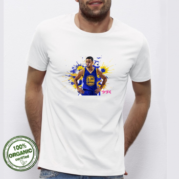 Мъжка бяла тениска от 100% органичен памук Stephen Curry Мъжка бяла тениска от 100% органичен памук Stephen Curry