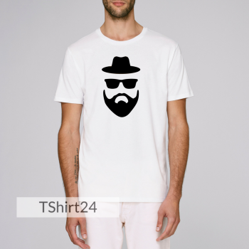 Мъжка бяла тениска с принт Beard Мъжка бяла тениска с принт Beard