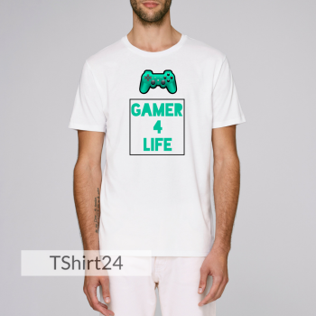 Мъжка бяла тениска с принт Gamer for Life Мъжка бяла тениска с принт Gamer for Life