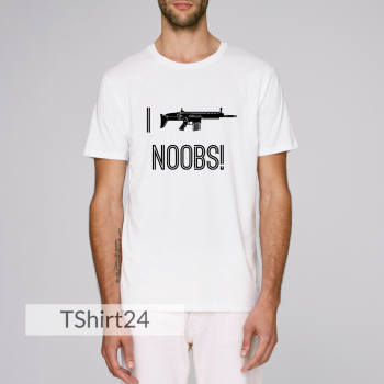 Мъжка бяла тениска с принт I Love Noobs Мъжка бяла тениска с принт I Love Noobs