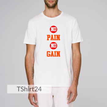 Мъжка бяла тениска с принт No Pain No Gain Мъжка бяла тениска с принт No Pain No Gain