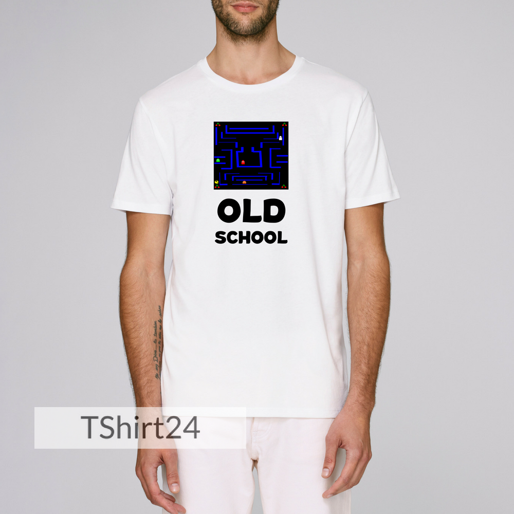 Мъжка бяла тениска с принт Old School Мъжка бяла тениска с принт Old School