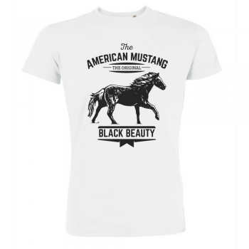 Мъжка бяла тениска с принт от 100% органичен памук American Mustang Мъжка бяла тениска с принт от 100% органичен памук American Mustang