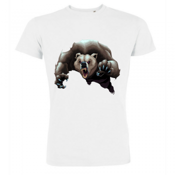 Мъжка бяла тениска с принт от 100% органичен памук Angry Bear Мъжка бяла тениска с принт от 100% органичен памук Angry Bear