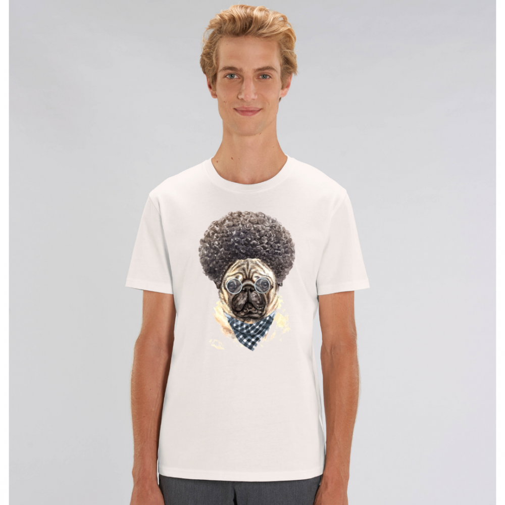 Мъжка тениска от 100% органичен памук в бял цвят Afro Dog Мъжка тениска от 100% органичен памук в бял цвят Afro Dog