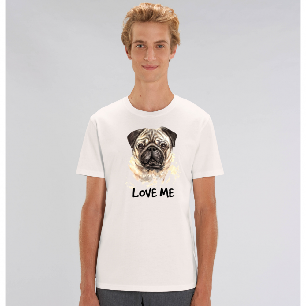 Мъжка тениска от 100% органичен памук в бял цвят Love me Dog