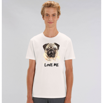 Мъжка тениска от 100% органичен памук в бял цвят Love me Dog Мъжка тениска от 100% органичен памук в бял цвят Love me Dog