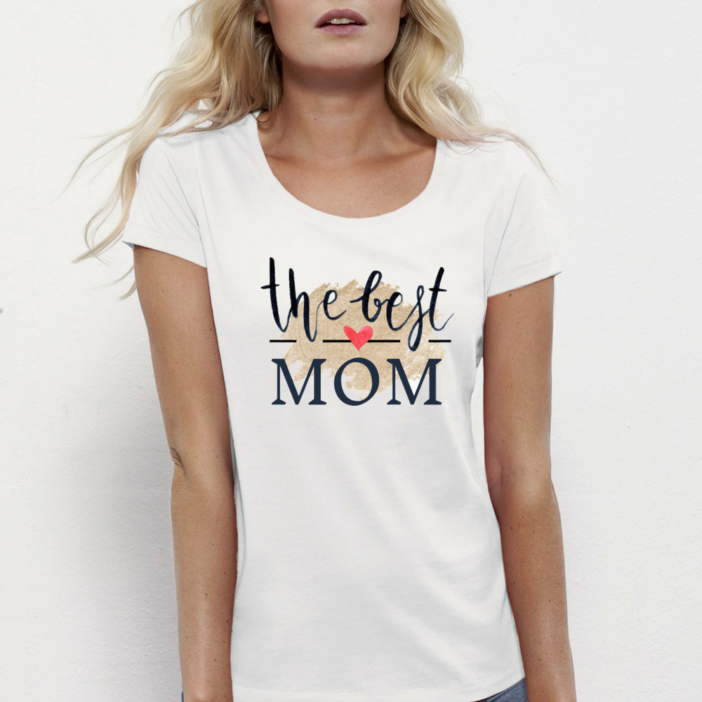 Дамска бяла тениска от 100% органичен памук The best mom