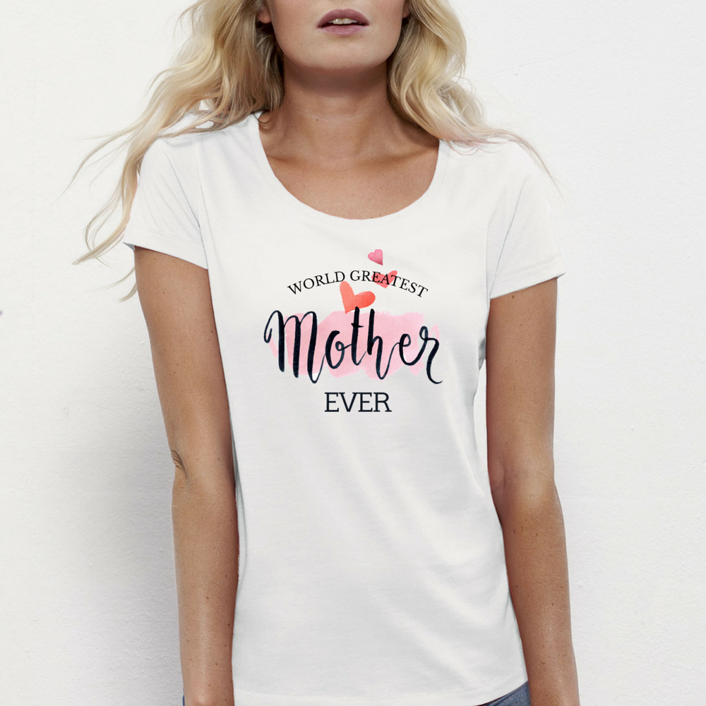 Дамска бяла тениска от 100% органичен памук World greatest mother ever