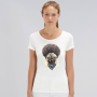 Дамска бяла тениска от органичен памук Afro Dog