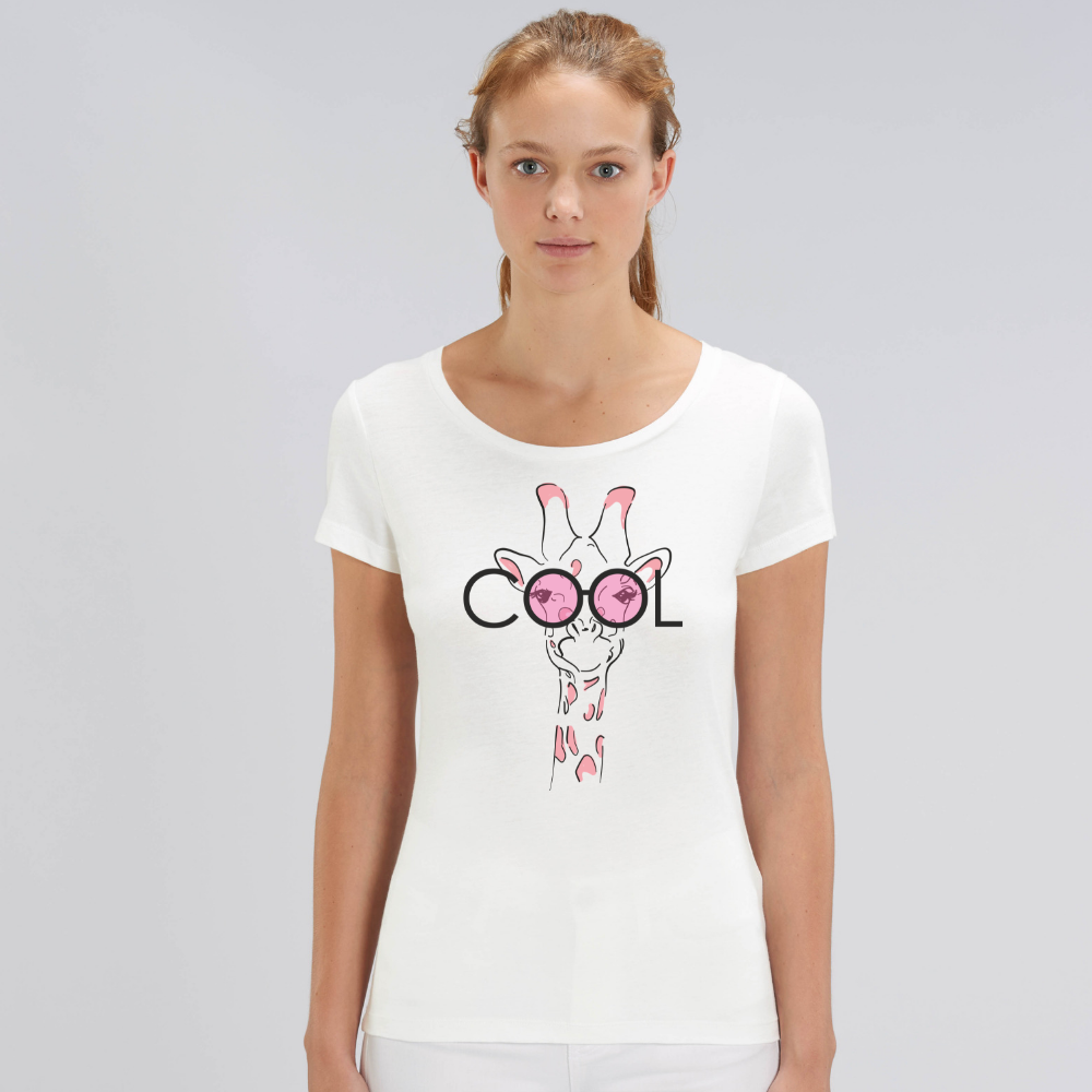Дамска бяла тениска от органичен памук Cool Giraffe
