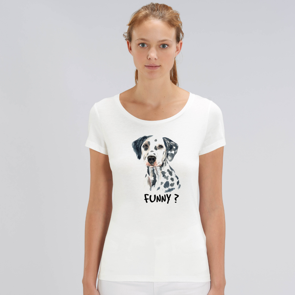 Дамска бяла тениска от органичен памук Funny Dog Дамска бяла тениска от органичен памук Funny Dog