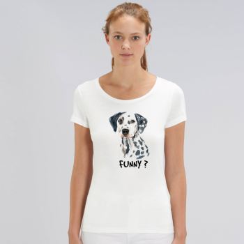 Дамска бяла тениска от органичен памук Funny Dog Дамска бяла тениска от органичен памук Funny Dog