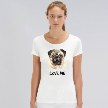 Дамска бяла тениска от органичен памук Love me Dog Дамска бяла тениска от органичен памук Love me Dog