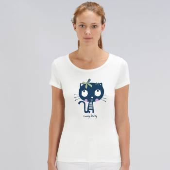 Дамска бяла тениска от органичен памук Lovely Kitty Дамска бяла тениска от органичен памук Lovely Kitty