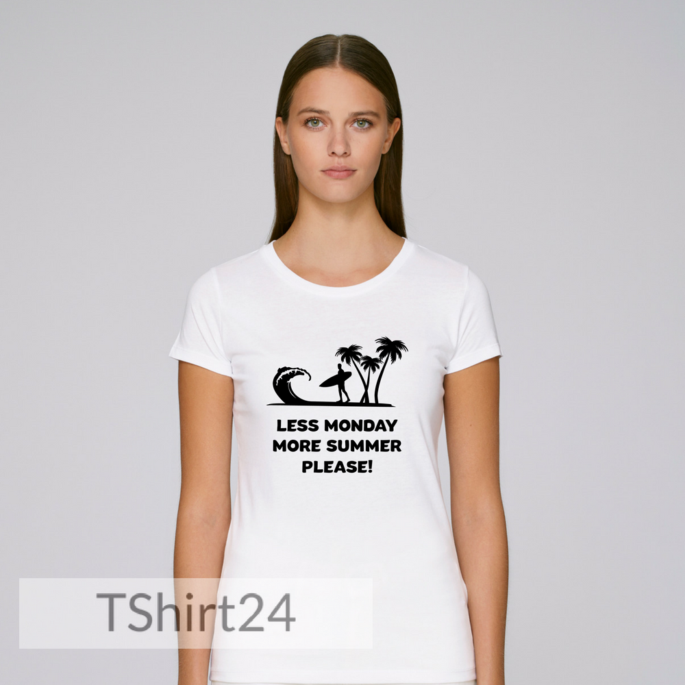 Дамска бяла тениска Less Monday, More Summer Дамска бяла тениска Less Monday, More Summer