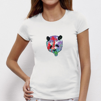 Дамска бяла тениска от 100% органичен памук Bear Painted