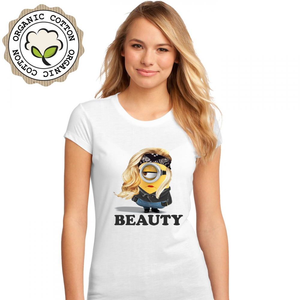 Дамска бяла тениска от 100% органичен памук Beauty Дамска бяла тениска от 100% органичен памук Beauty
