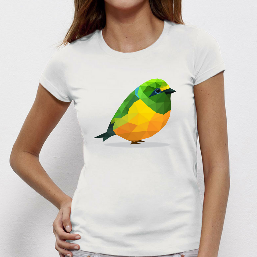Дамска бяла тениска от 100% органичен памук Bird Polygonal Дамска бяла тениска от 100% органичен памук Bird Polygonal