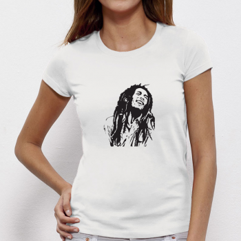 Дамска бяла тениска от 100% органичен памук Bob Marley