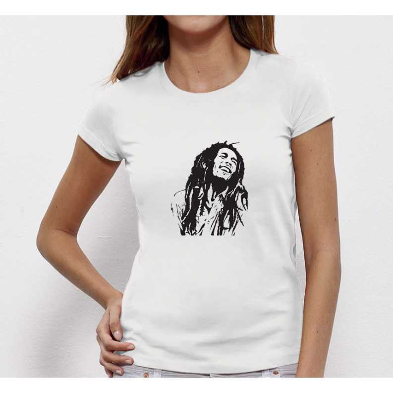 Дамска бяла тениска от 100% органичен памук Bob Marley