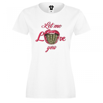 Дамска бяла тениска от 100% органичен памук Let Me Love You Дамска бяла тениска от 100% органичен памук Let Me Love You