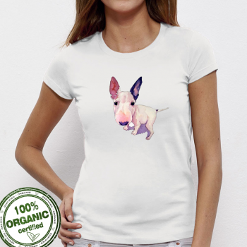 Дамска бяла тениска от 100% органичен памук Painted Pitbull Дамска бяла тениска от 100% органичен памук Painted Pitbull