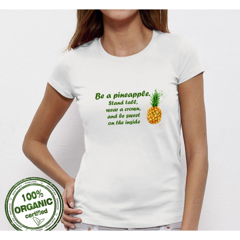 Дамска бяла тениска от 100% органичен памук Pineapple Дамска бяла тениска от 100% органичен памук Pineapple