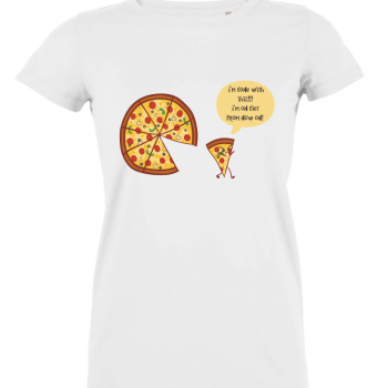 Дамска бяла тениска от 100% органичен памук Pizza Diet Дамска бяла тениска от 100% органичен памук Pizza Diet