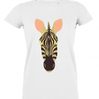 Дамска бяла тениска от 100% органичен памук с принт Zebra