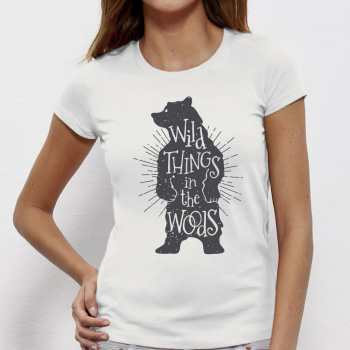 Дамска бяла тениска от 100% органичен памук Wild Things In The Wood Дамска бяла тениска от 100% органичен памук Wild Things In The Wood