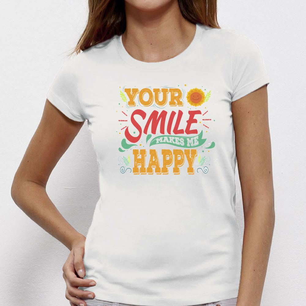 Дамска бяла тениска от 100% органичен памук Your Smile Дамска бяла тениска от 100% органичен памук Your Smile