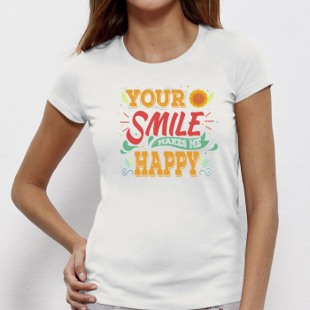 Дамска бяла тениска от 100% органичен памук Your Smile