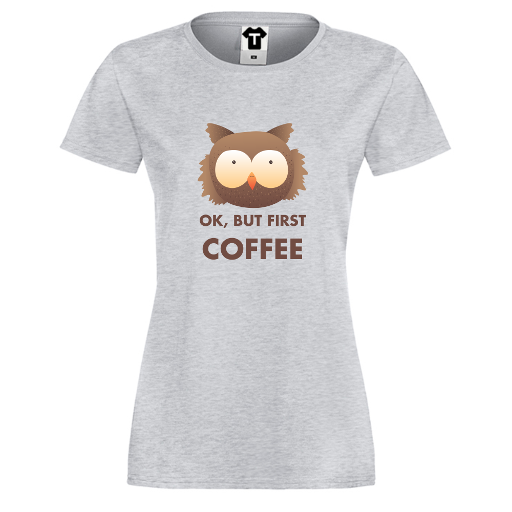 Дамска сива тениска Coffe First Дамска сива тениска Coffe First