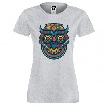 Дамска сива тенискa Tribal owl portrait
