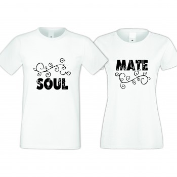 Бели тениски за двойки SOUL-MATE Бели тениски за двойки SOUL-MATE