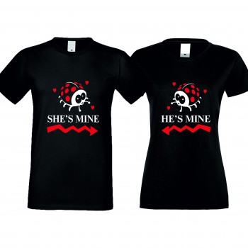Тениски за двойки SHE IS MINE черни