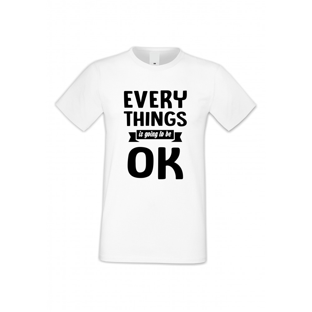 Мъжка бяла тениска Everything is ok 