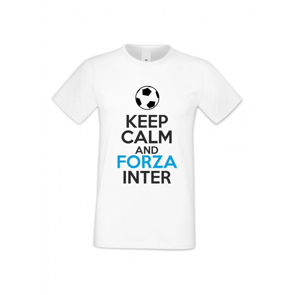 Мъжка бяла тениска KEEP CALM and FORZA INTER Мъжка бяла тениска KEEP CALM and FORZA INTER