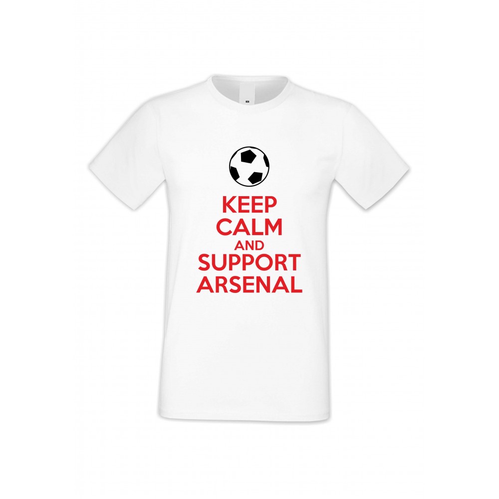 Мъжка бяла тениска KEEP CALM and SUPPORT ARSENAL 