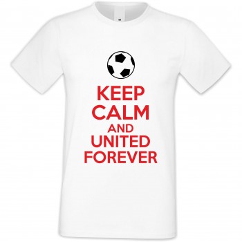 Мъжка бяла тениска KEEP CALM and UNITED FOREVER Мъжка бяла тениска KEEP CALM and UNITED FOREVER