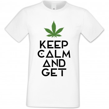 Мъжка бяла тениска Keep Kalm and Get High Мъжка бяла тениска Keep Kalm and Get High