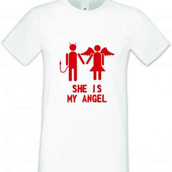 Мъжка бяла тениска She is My Angel Мъжка бяла тениска She is My Angel