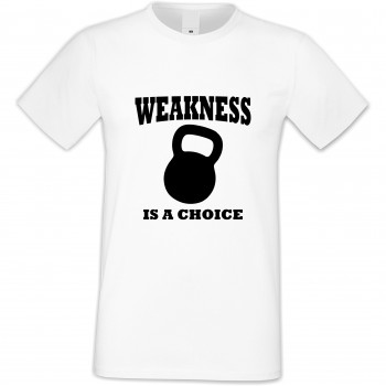 Мъжка бяла тениска Weakness is a choise 