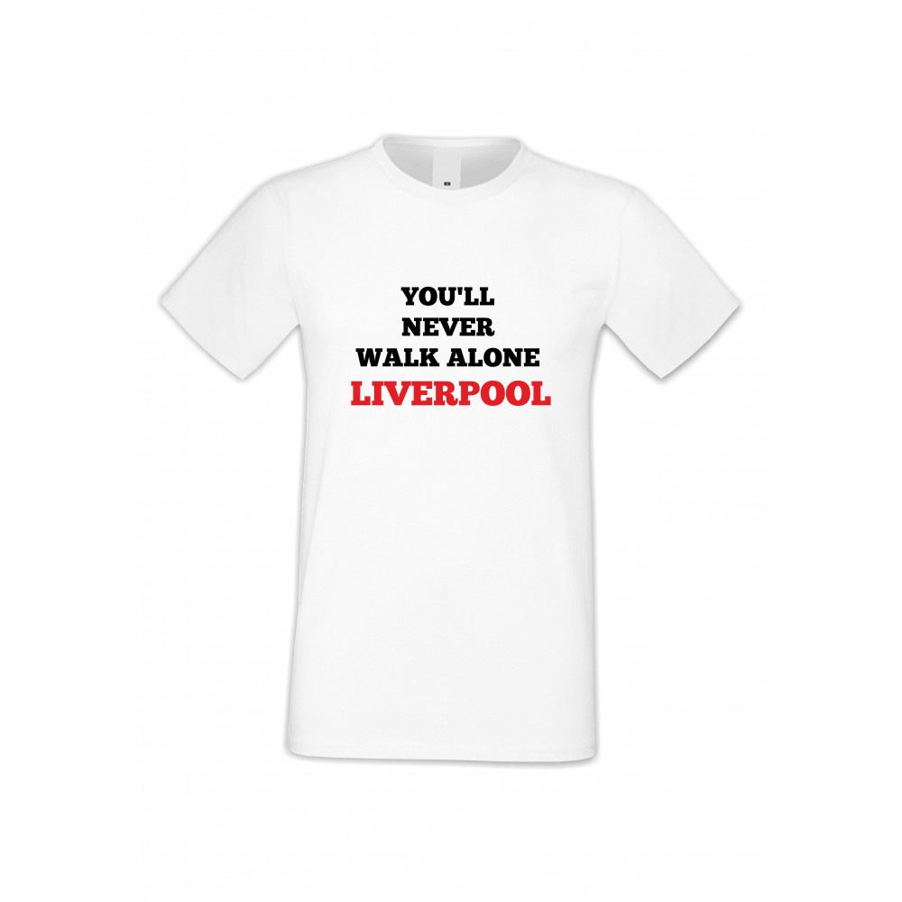 Мъжка бяла тениска You Will Never Walk Alone Liverpool 