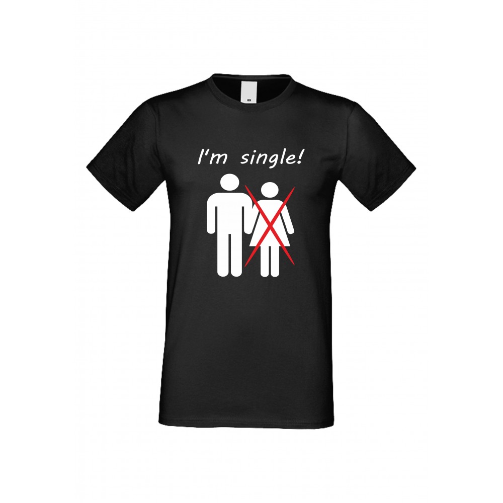 Мъжка тениска I'm single черна Мъжка тениска I'm single черна