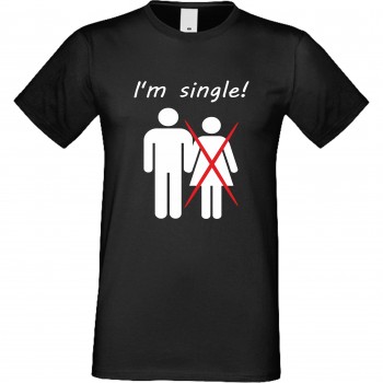 Мъжка тениска I'm single черна Мъжка тениска I'm single черна