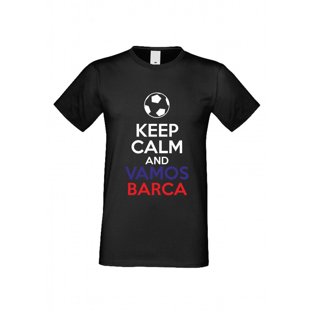 Мъжка тениска KEEP CALM and VAMOS BARCA черна Мъжка тениска KEEP CALM and VAMOS BARCA черна
