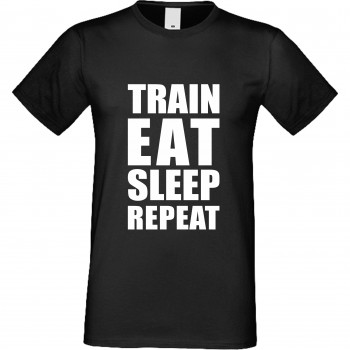 Мъжка тениска Train, Eat, Sleep, Repeat черна Мъжка тениска Train, Eat, Sleep, Repeat черна