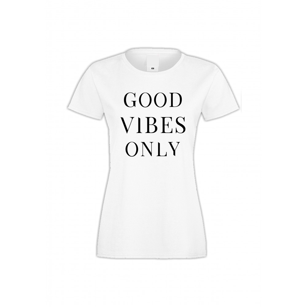 Дамска бяла тениска Good vibes only 2 Дамска бяла тениска Good vibes only 2